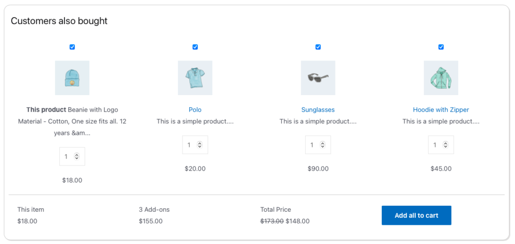 WooCommerce 客戶的示例佈局還購買了產品小部件