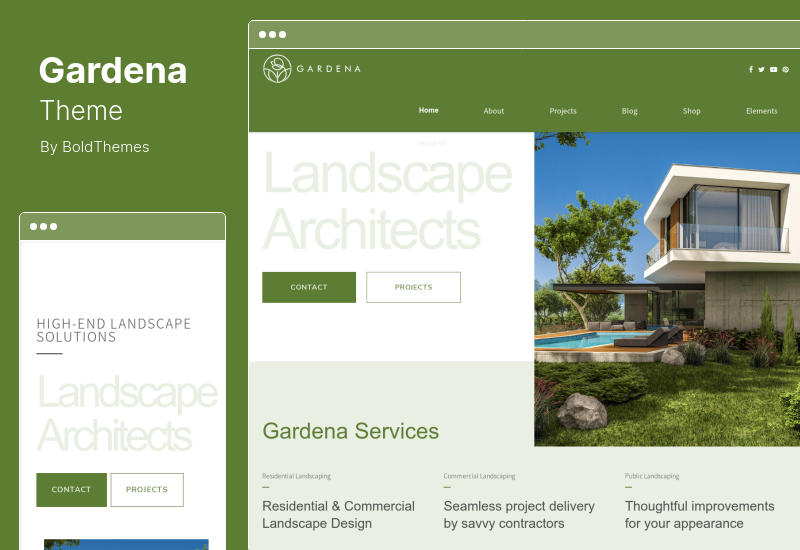 Gardena Theme - Tema WordPress Lansekap & Berkebun