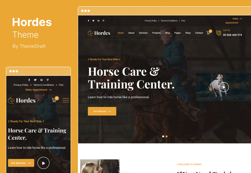 Hordes Theme - Motyw jeździecki i koń WordPress