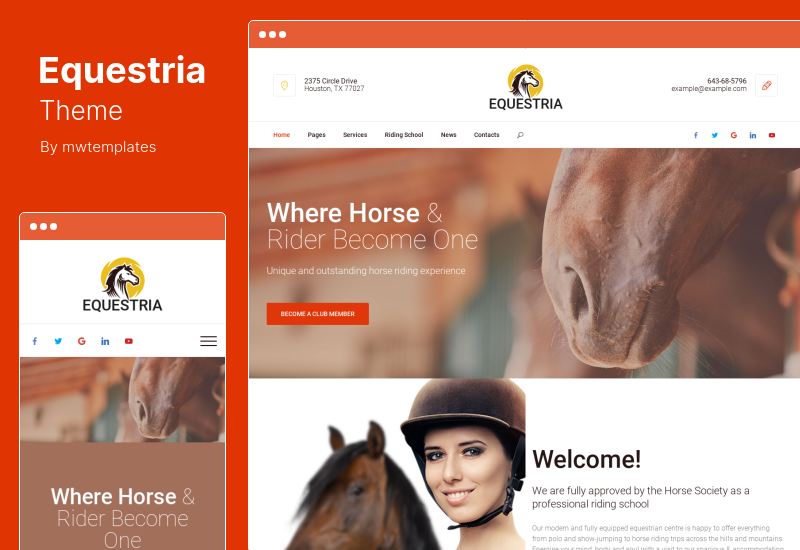 Motyw Equestria - Motyw WordPress Horse Riding Club