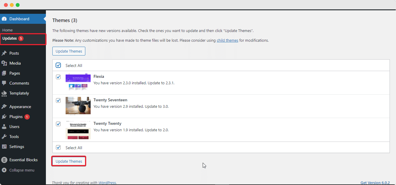 Atualizar tema WordPress Update WordPress Theme