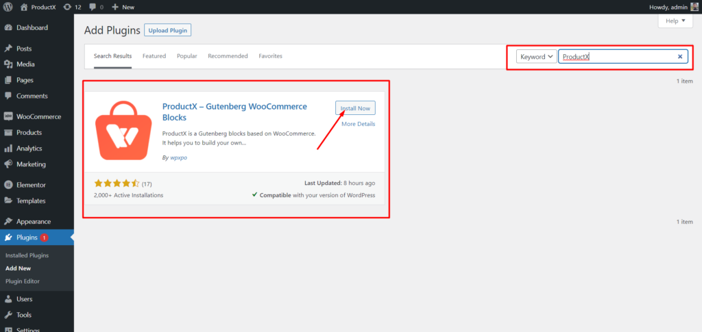 Como exibir e personalizar produtos WooCommerce à venda 2 Install ProductX