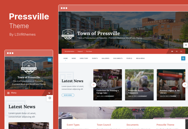 Pressville 主题 - 市政和市政府 WordPress 主题