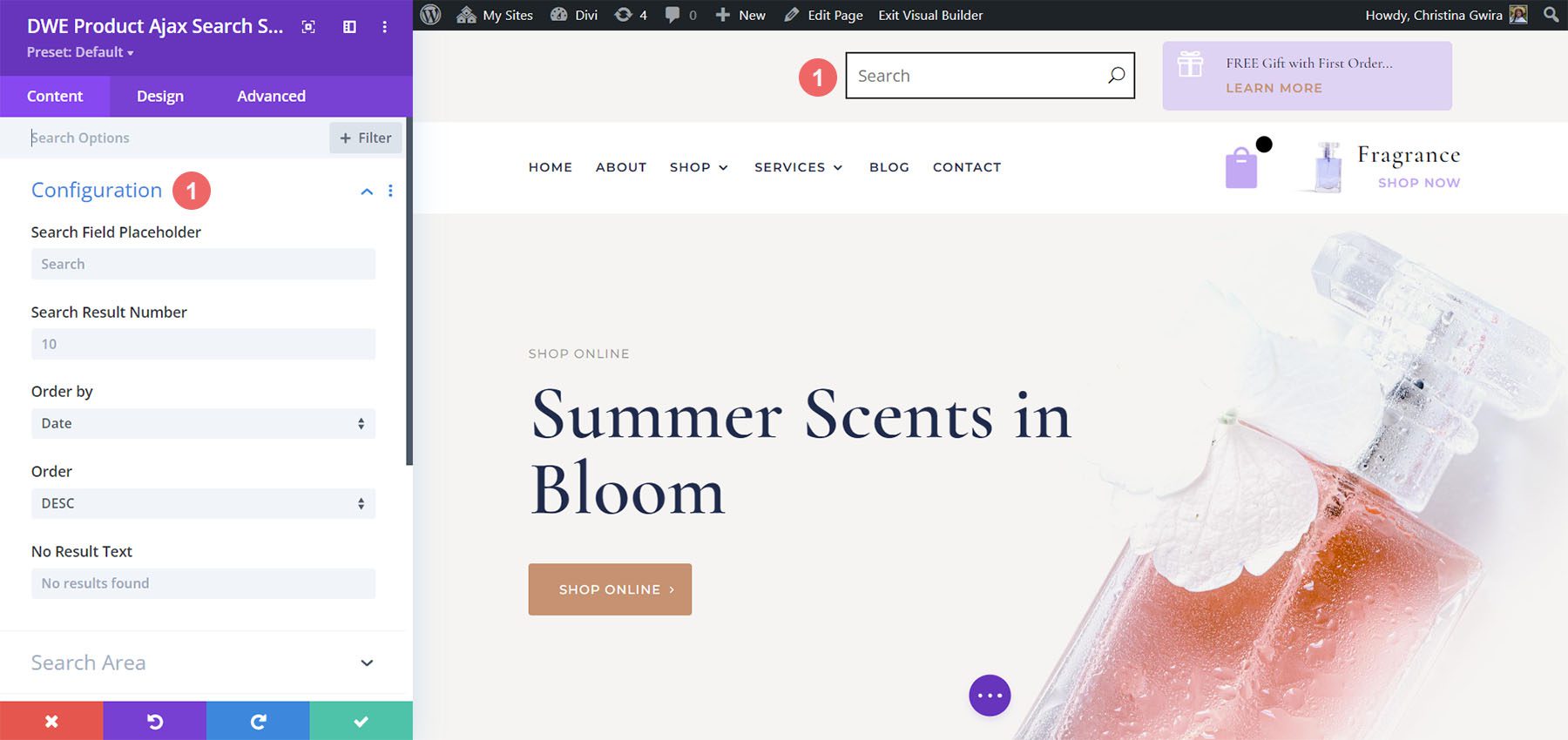 Divi WooCommerce 擴展產品 Ajax 搜索