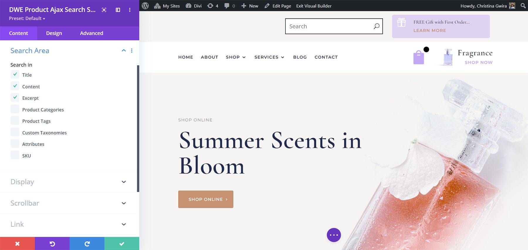 Divi WooCommerce 擴展產品 Ajax 搜索