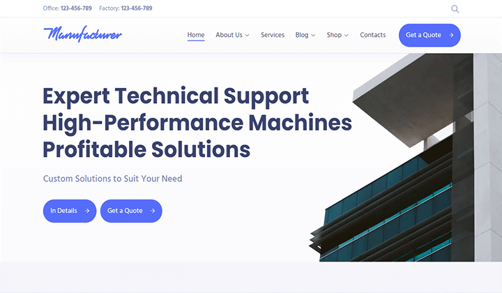 10+ ธีม WordPress สำหรับการผลิตและอุตสาหกรรมที่ดีที่สุดในปี 2022 10 manufacturer 21