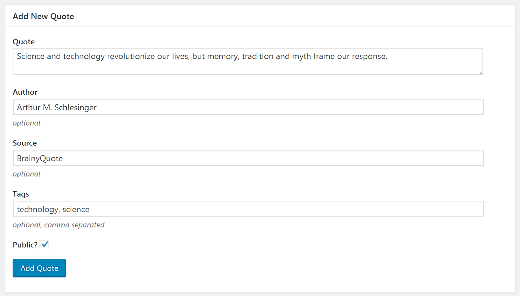 Aggiunta di una nuova citazione nella tua libreria.
