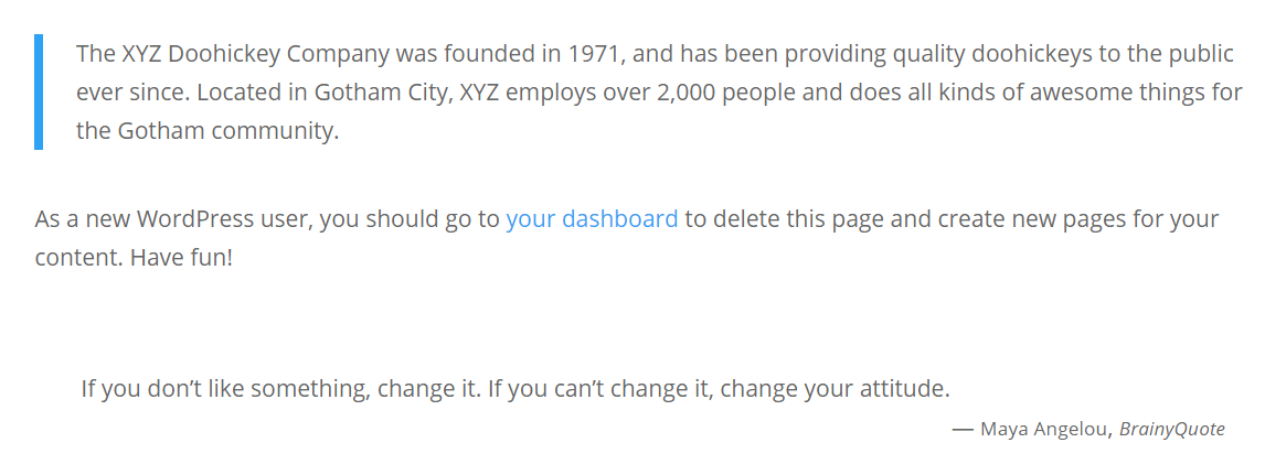 Citazione casuale visualizzata da uno shortcode.