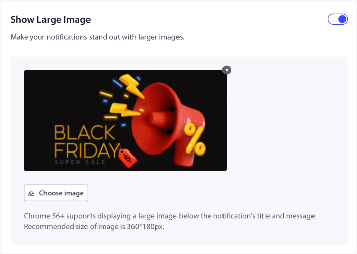 Imagem grande de notificação por push