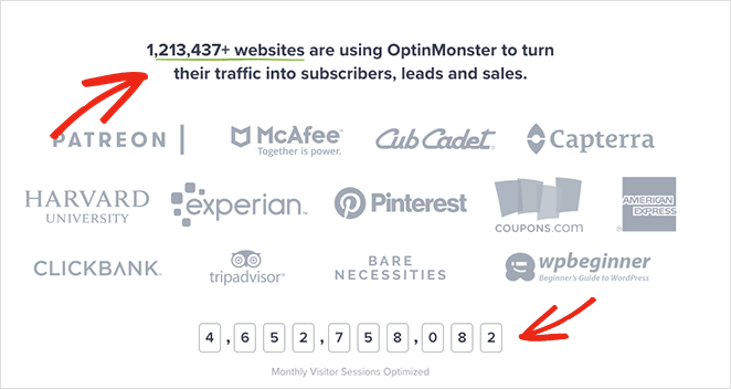 OptinMonster 社会证明示例