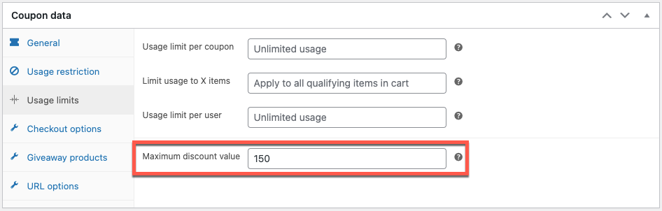 maximaler Rabattwert in WooCommerce