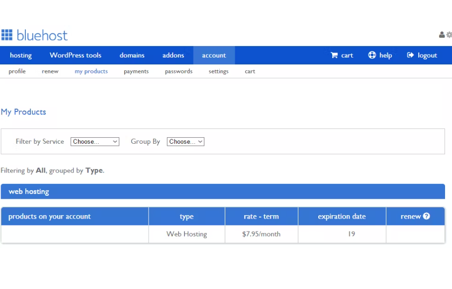 แผง bluehost