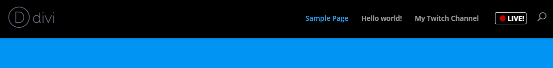 Un exemple de menu affichant un statut Twitch.