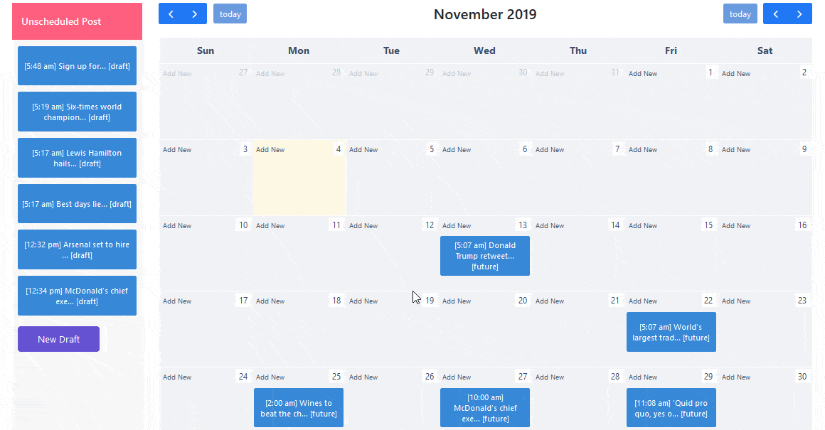 安排内容 Schedule Content
