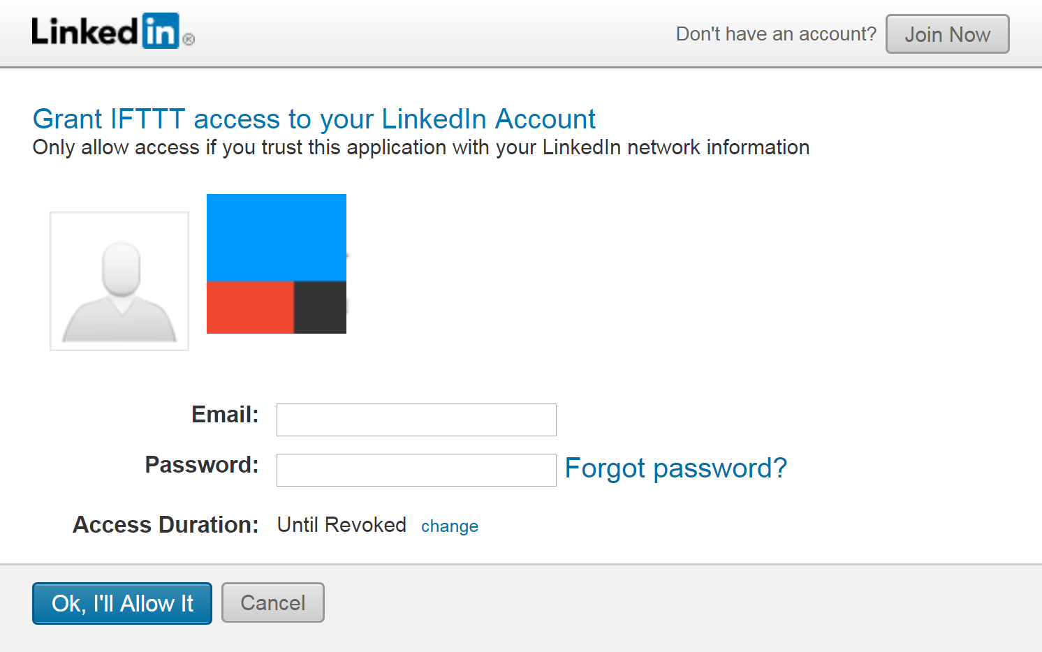 Verbinden mit LinkedIn mit IFTTT.