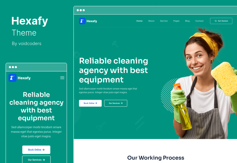 Hexafy 主題 - 清潔公司 WordPress 主題