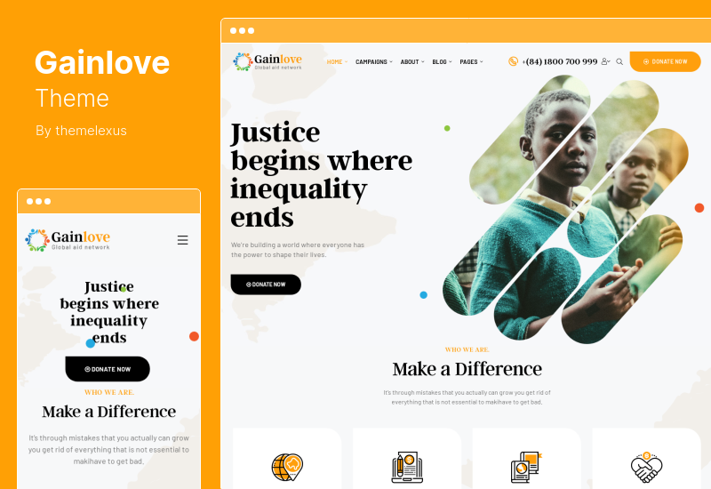 Motyw Gainlove - Motyw WordPress Nonprofit Charity