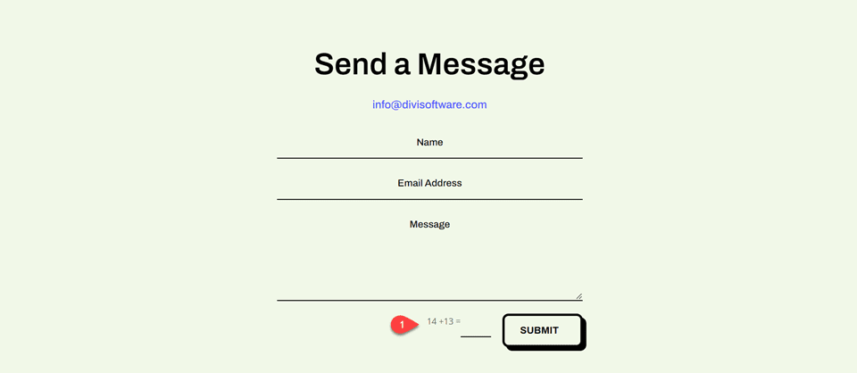Modulo di contatto Divi Basic Captcha