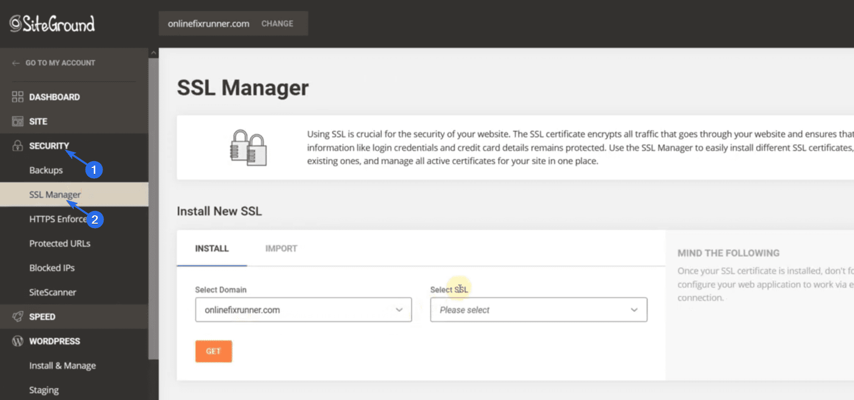 ส่วนตัวจัดการ SSL