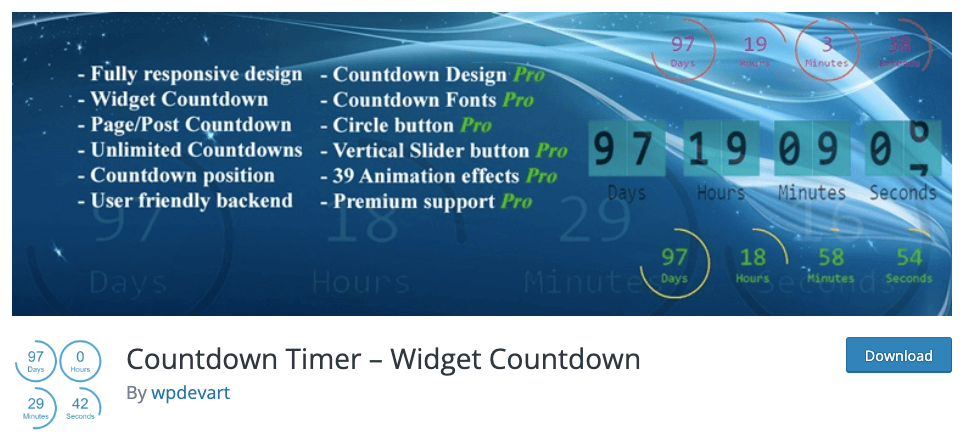 widget de contagem regressiva