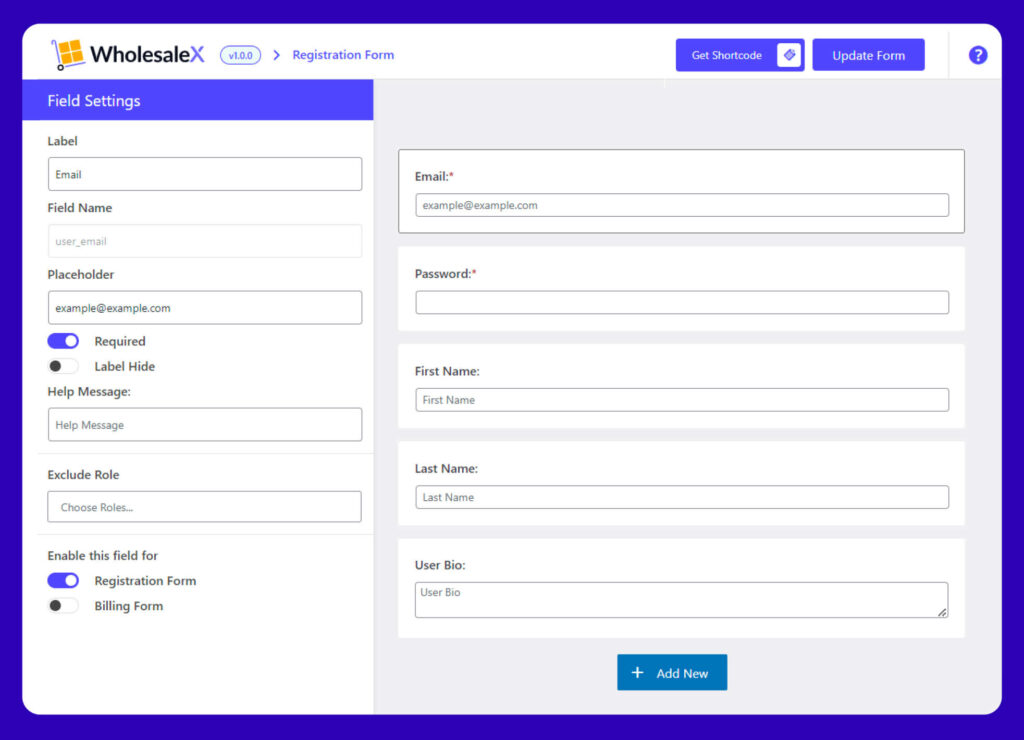 WholesaleX: Ascensão do WooCommerce Wholesale! 4 WholesaleX Form Builder