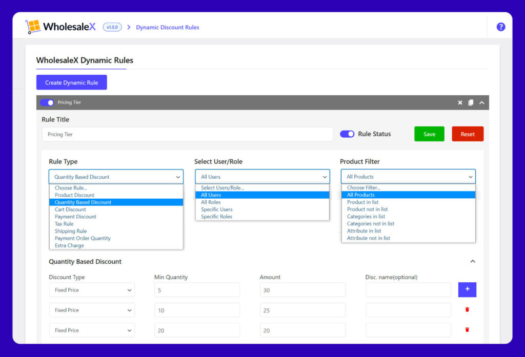 WholesaleX: Ascensão do WooCommerce Wholesale! 3 WholesaleX Dynamic Discount