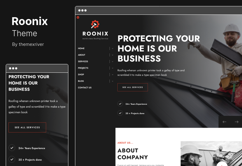 Roonix Theme - Motyw WordPress Usługi dekarskie
