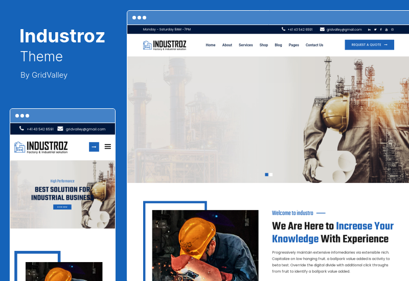 ธีม Industroz - ธีม WordPress โรงงานและอุตสาหกรรม