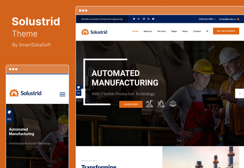 ธีม Solustrid - ธีม WordPress ธุรกิจโรงงานและอุตสาหกรรม