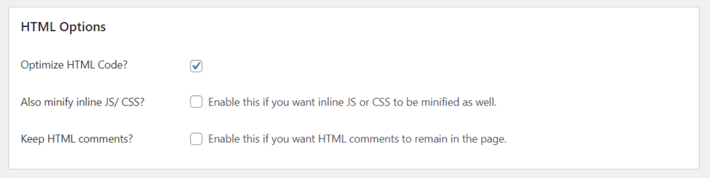 options html - minifier les fichiers WordPress