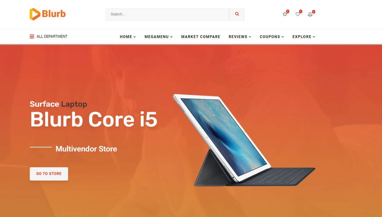Affiliate pazarlama için harika bir WordPress teması olan Blurb web sitesinin ekran görüntüsü.