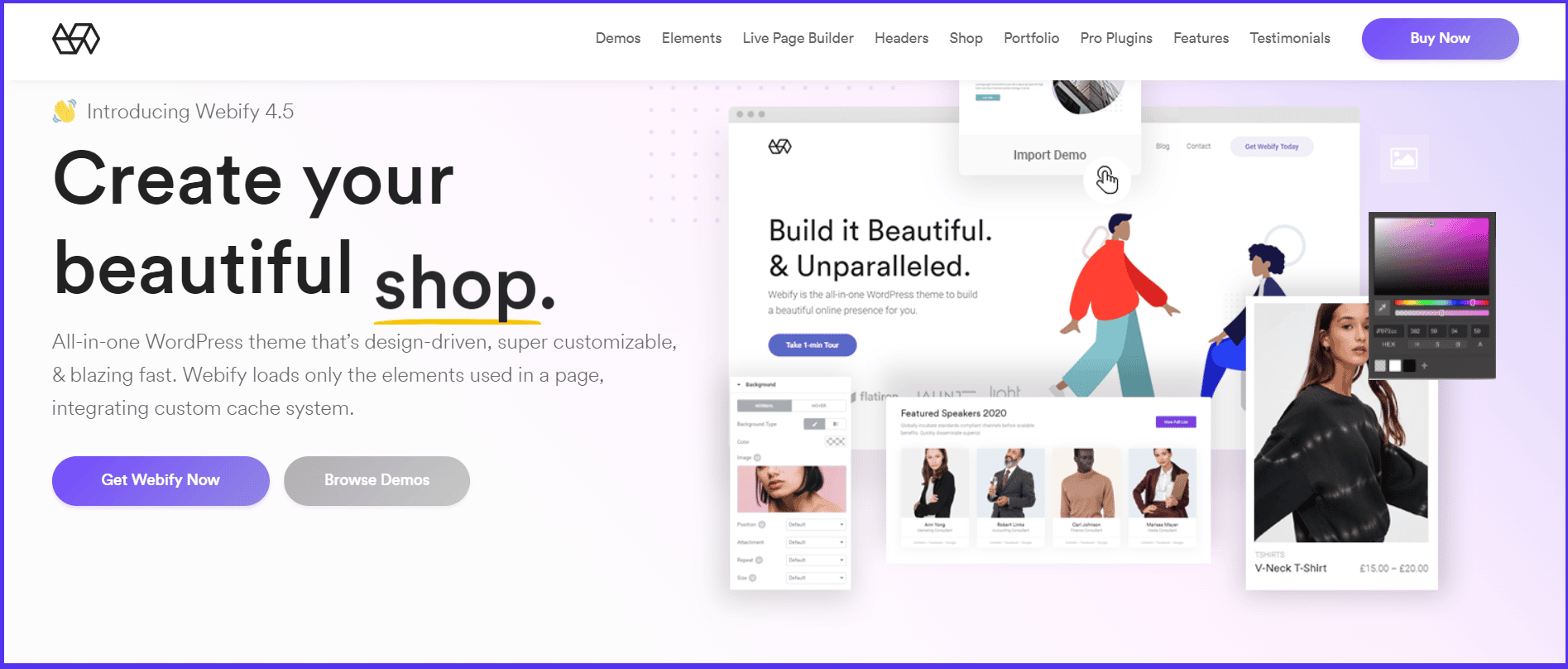 Webify WordPress e-ticaret teması için web sitesinin ekran görüntüsü.