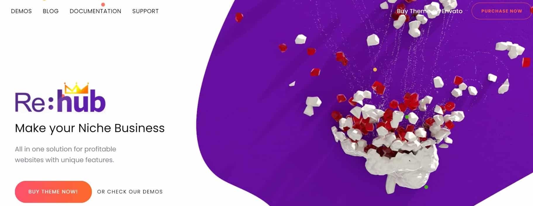 REHub WordPress ortaklık teması için web sitesinin ekran görüntüsü.