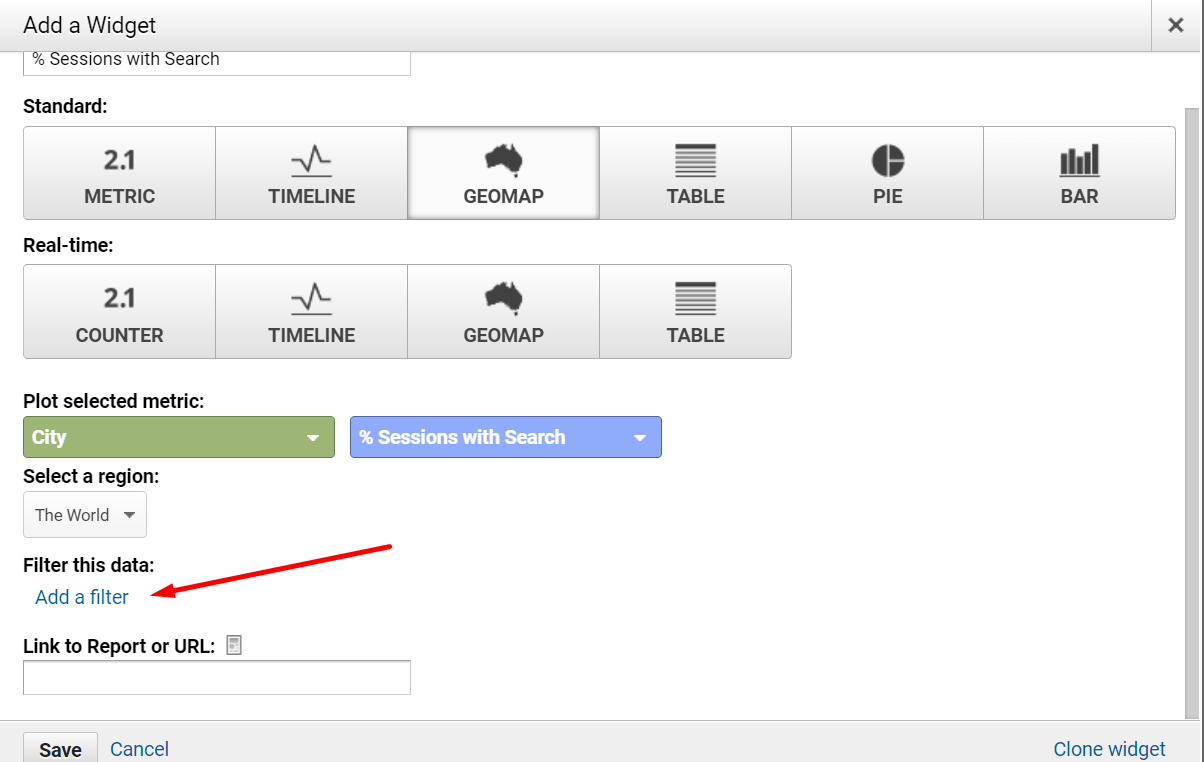 Google analytics kontrol paneli, bir filtre ekleyin