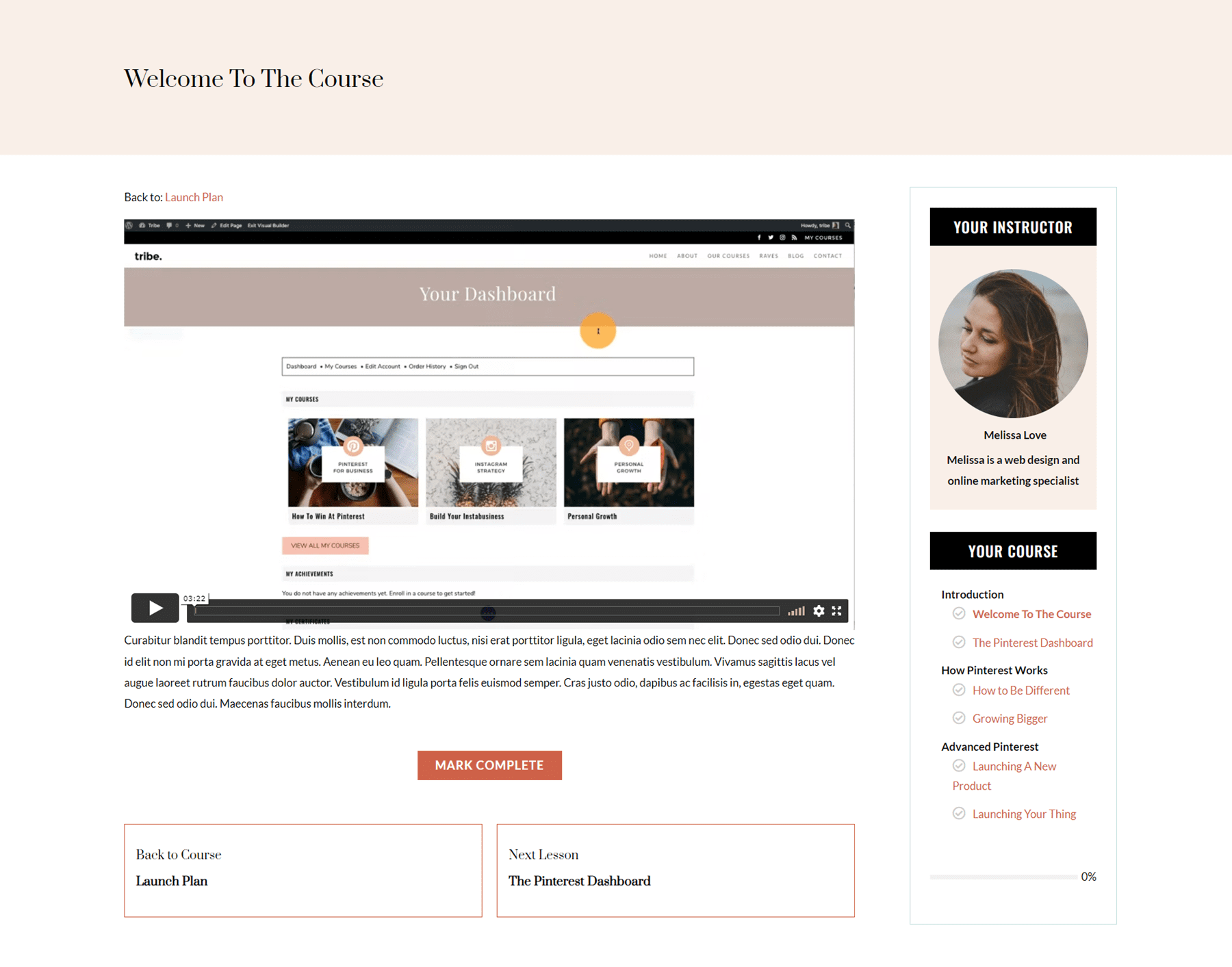 Coaching Stella i kurs online Motyw potomny Divi Temat potomny Omówienie lekcji