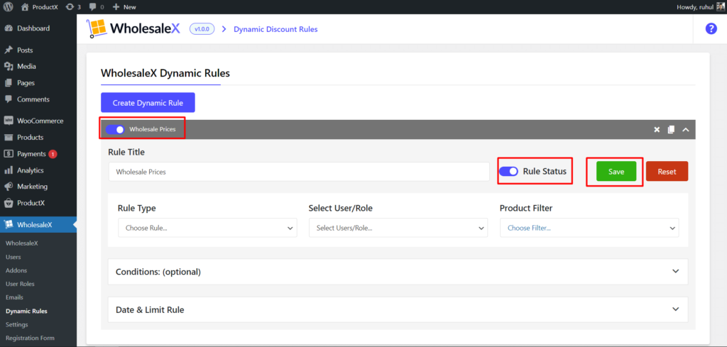 如何在 WooCommerce 8 中設置批發價格 Saving and Enabling Rules for Wholesale Discount