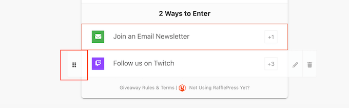 Neuordnung Ihrer Giveaway-Eingabemethoden