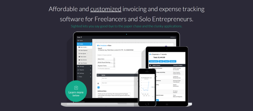 The Sighted 홈페이지.