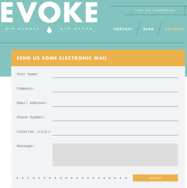 evoke contact form design example