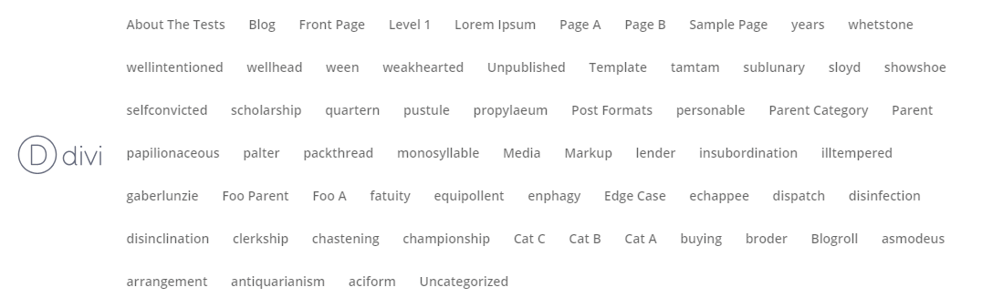 Menu Divi dengan beberapa halaman dummy.