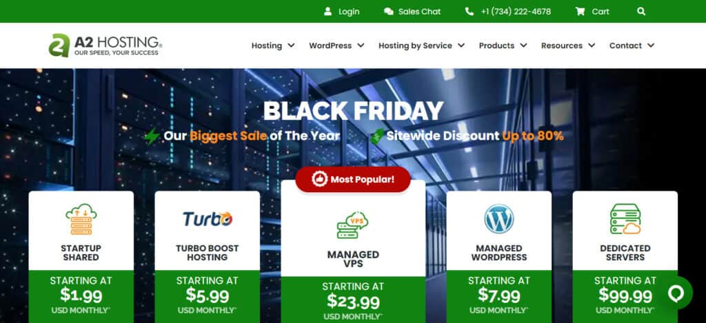 Oferta de viernes negro de A2 Hosting