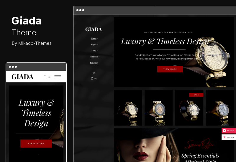 Giada Theme - ธีม WordPress ของร้านเครื่องประดับและนาฬิกา