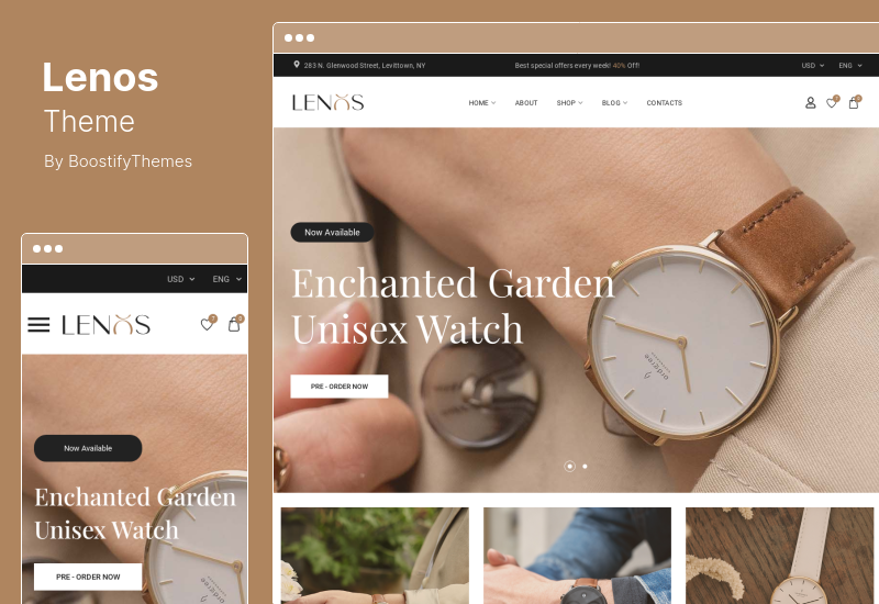 ธีม Lenos - ธีม WooCommerce ร้านนาฬิกาขั้นต่ำ