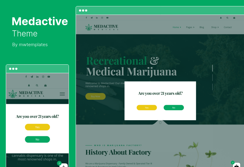 Motyw Medactive - Motyw WordPress dla przychodni medycznej marihuany
