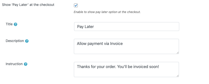 Option "Später bezahlen" im WooCommerce-Rechnungs-Plugin