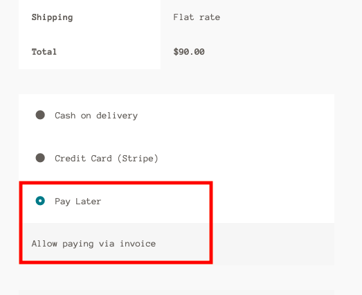 Option "Später bezahlen" auf der Checkout-Seite von WooCommerce