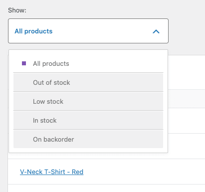 WordPress WooCommerce che mostra tutti i prodotti in basso nel menu