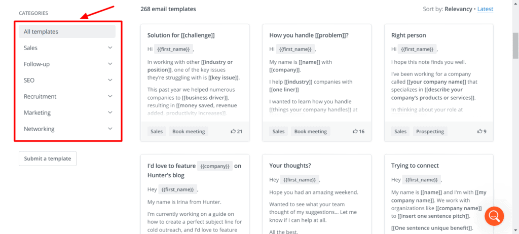 Hunter Cold-E-Mail-Vorlagen