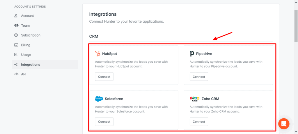 Hunter-Integrationen