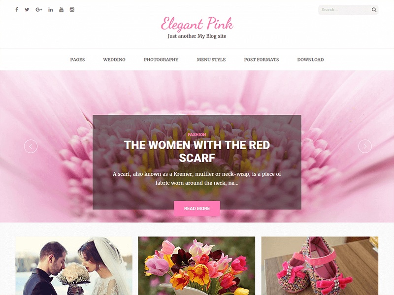 ธีม WordPress งานแต่งงานสีชมพูหรูหรา